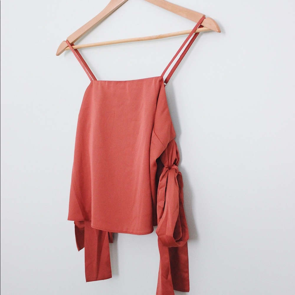 Satin rust tank top